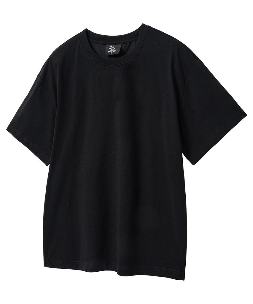 MOZMOZ Oversized Sorona Cooling Functional Back Slit Plain Short Sleeve T-Shirt Black