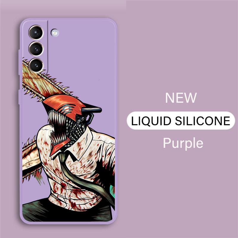 Kettensäge Mann Anime Mode Fall für Samsung Galaxy S10e S8 S9 Plus S10 S22 S23 Ultra S20 Fe S21 5g Weiche Quadratische Flüssigkeit Abdeckung