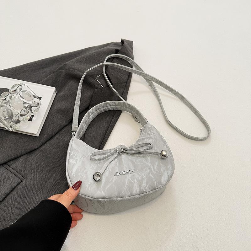 

Women s fashion bow underarm bag New simple handbag Casual versatile shoulder bag High value commuter bag серебряный