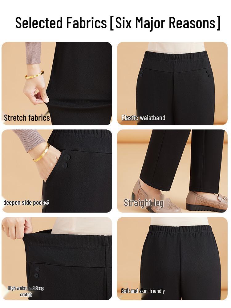 Mom's Plus Velvet Warm Cotton Pants for Middle-Aged and Elderly Women - Large Size, Loose-Fit, Suitable for Spring, Autumn, and Winter.