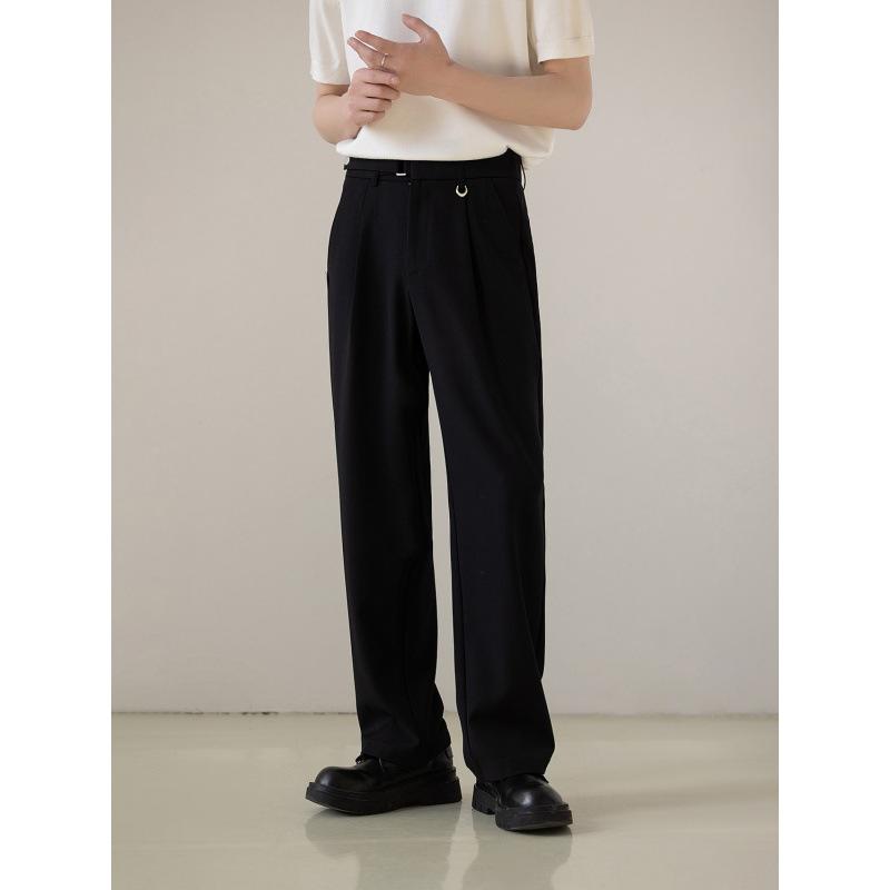 High-end Wear and Drop Casual Suit Pants Men's Ruffian Handsome Ins Trendy Loose and Versatile Floor-mopping Trousers