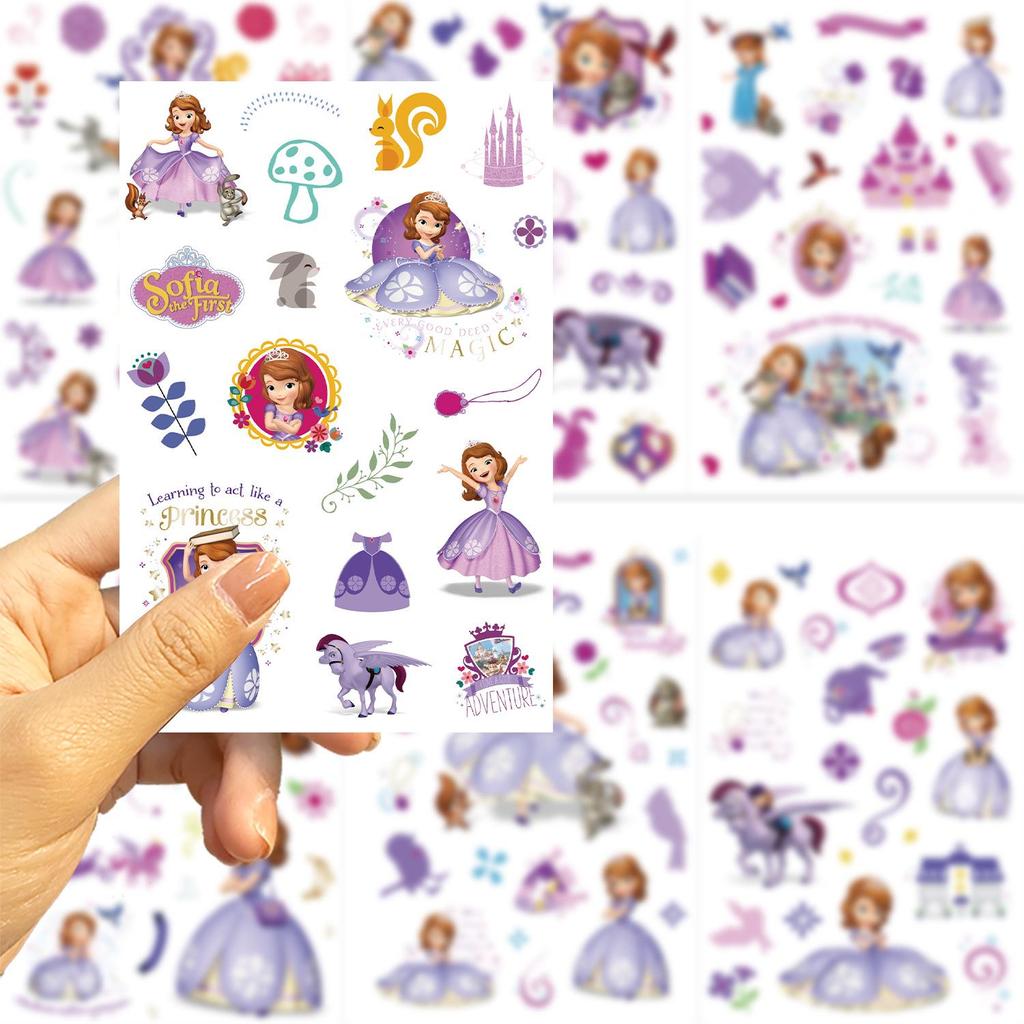 Little Princess Sofia Jigsaw Puzzle Stickers - 8 Sheets, Cartoon Character, Self-Adhesive, Waterproof.