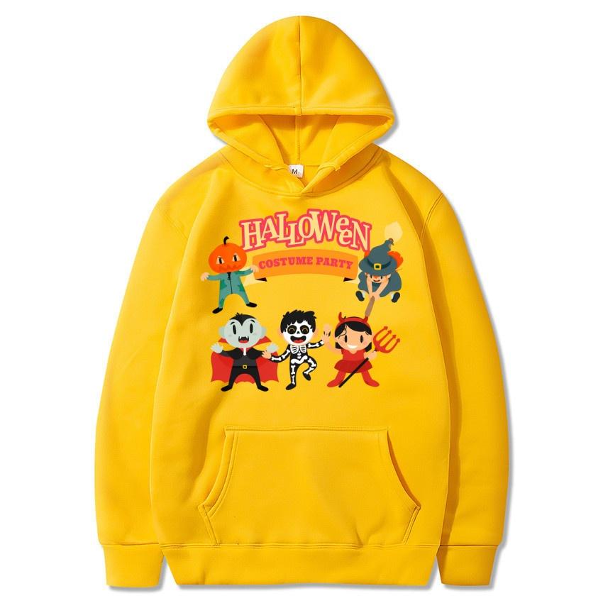 Autumn Winter Halloween Party Printed Hoodie Solid Color Animation Daily Hoodie Casual Fashion Street Warm Hoodie