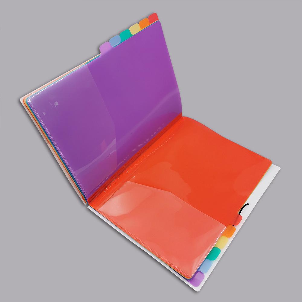 Meerlaagse A4 Witte Documenthouder met Regenboog Tabs - Studenten Examenmap en Archiefmap