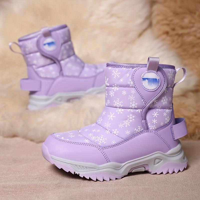 Girls Mid Calf Fleece Snow Boots Simple Design Warm Windproof Outdoor Play Snow Versatile Casual Style Ideal Gift Childrens Day
