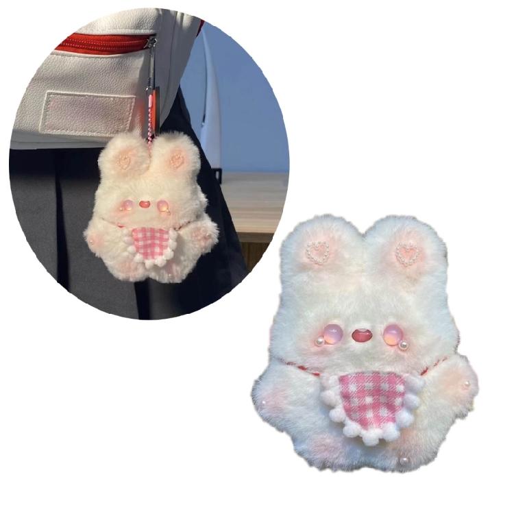 Handmade Rabbit Keychain Plush Squeaking Function Keys Chain for Bag Schoolbag