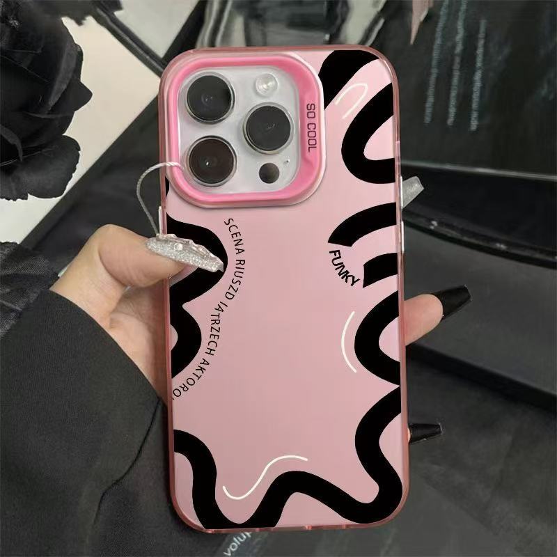 New English Black Pattern Is Suitable for Iphone17 Mobile Phone Case Apple 15promax/14 Foreign Trade 13pro16