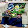 3D Cartoon Keroro Blanket Cute Frog Blanket Soft Lightweight Flannel Blanket for Living Room Bedroom Sofa Travel Camping Blanket