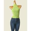 Sweet Sexy Sleeveless Narrow Shoulder Knitting Tank Top Small Slip Top Women's Spring New Arrival Half Turtleneck Outwear Export Shiny Top