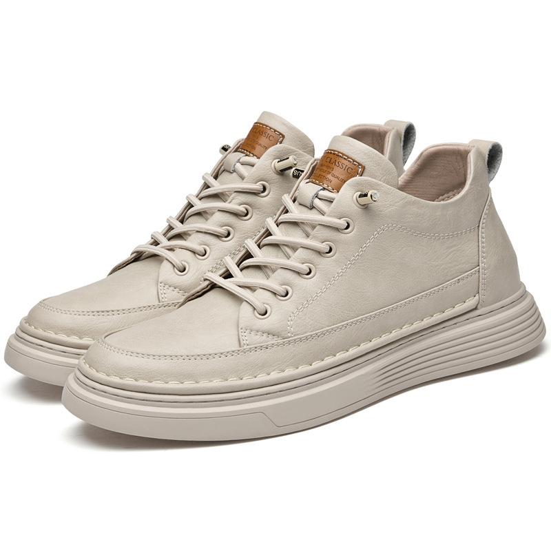 Autumn and Winter New Large Size 4647 Inner Height Increase 6cm Medium Top Board Shoes Two-layer Cowhide Versatile Tooling Men's Shoes