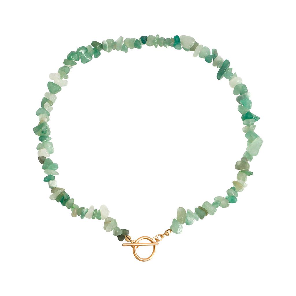 Large Special-shaped Pearl OT Buckle Necklace Femininity Simple Green Turquoise Necklace