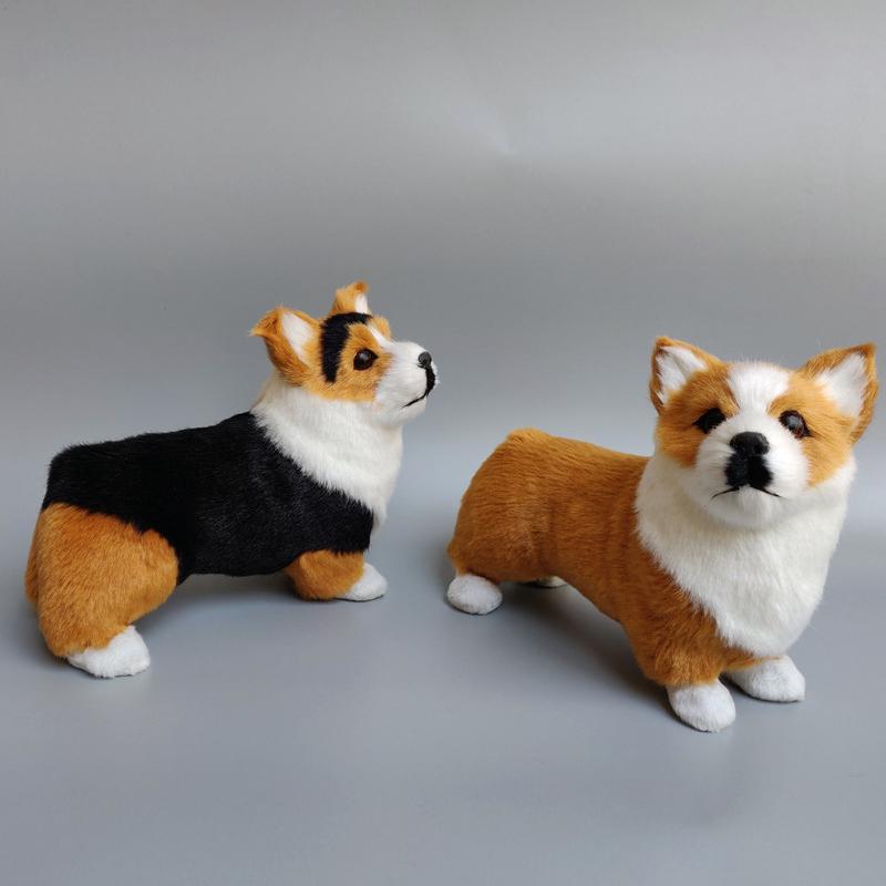 Cute Simulation Short-legged Corgi Dog Doll Animal Model Figurine Home Decor Ornaments Crafts Educational Figurines Toys Gift