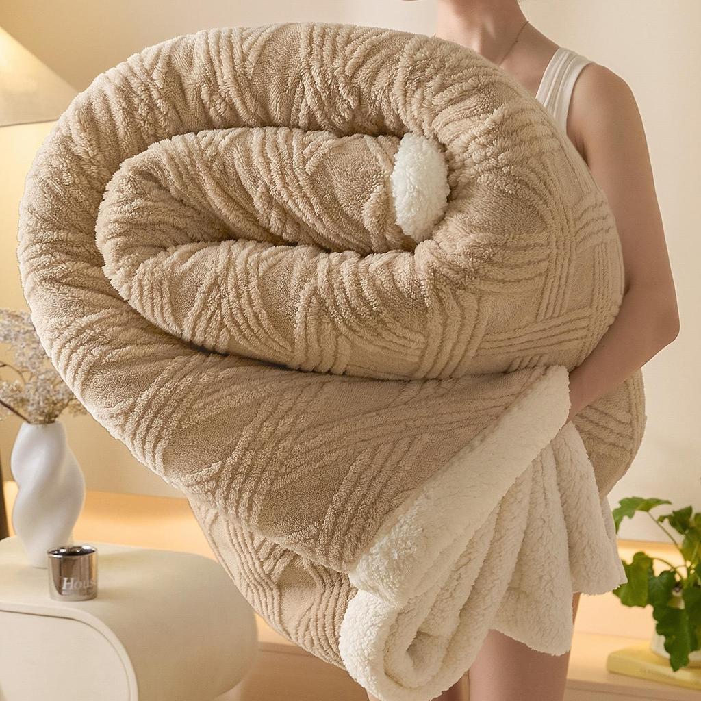 Gemütliche doppellagige Flanell- und Lammwoll-Decke für den Winter - Ideal für Sofa, Nickerchen oder Klimaanlagen-Nutzung