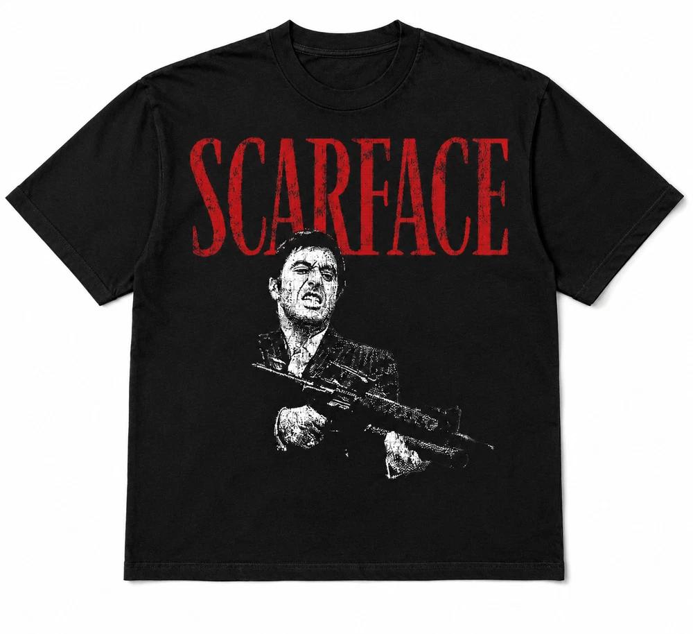 T Shirt Scarface Tony Montana Unisexs Black Graphic Movie Film Retro Vintage Tee S