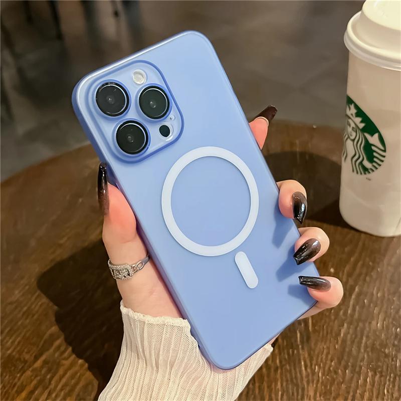 Ultra Thin Matte For Magsafe Magnetic Wireless Charge Case For iPhone 15 14 13 12 11 Pro Max 15 Plus Translucent Hard PC Cover