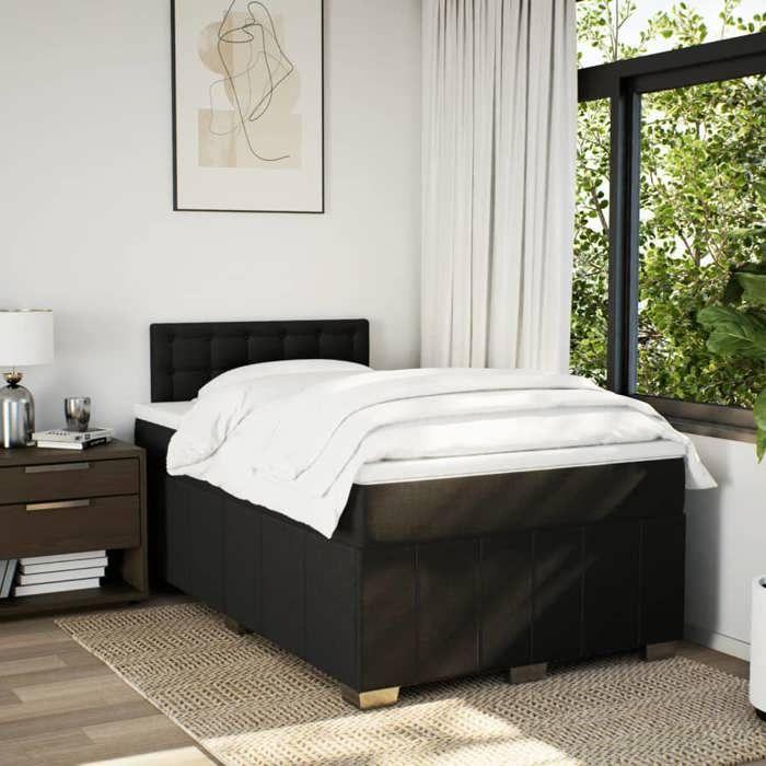 VidaXL Sommier à lattes de lit avec matelas Noir 120x200 cm Tissu 3287051