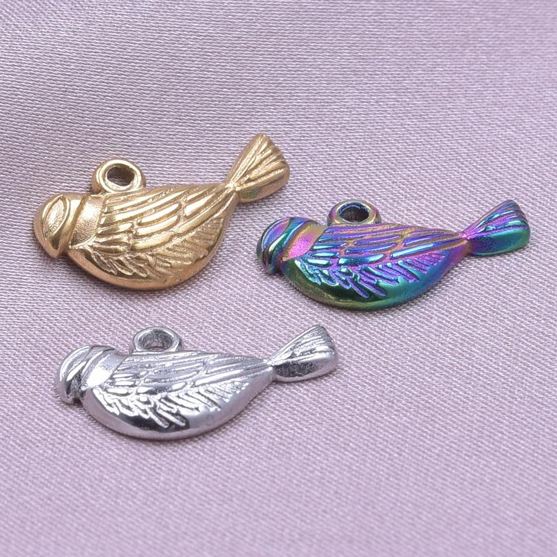 6pcs/Lot Animal Pendant Hummingbird Charms For Jewelry Making Earrings Necklace Stainless Steel Charm Cute Accessories Materials