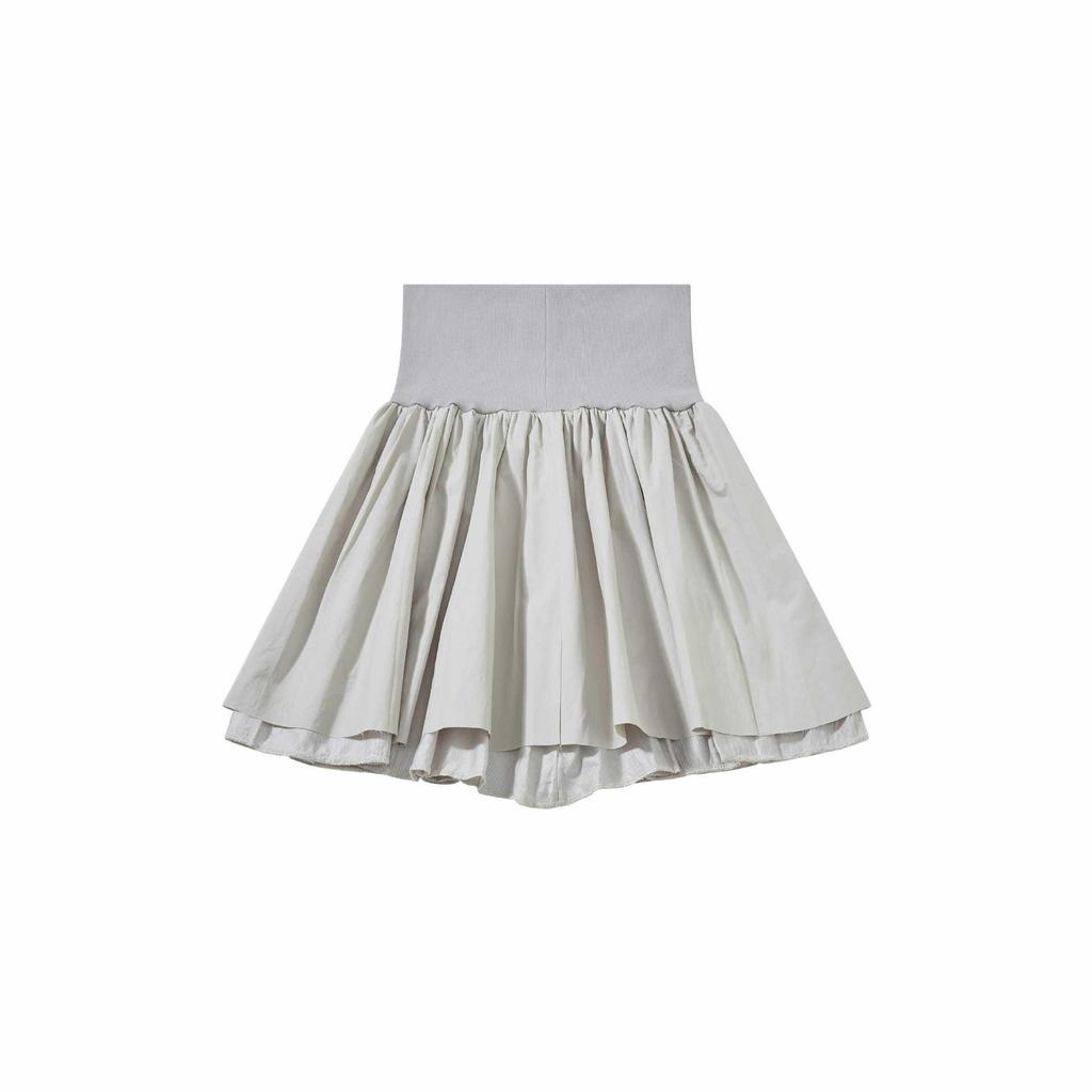 Japanese Niche Double-Layered Ribbed Waist Gray Ballet-Style Fluffy Skirt for Women