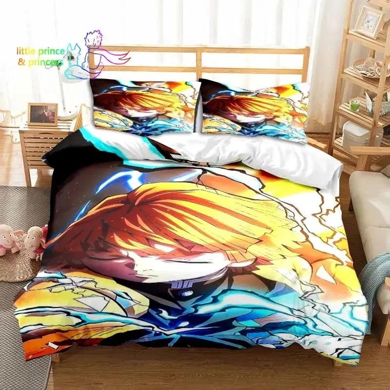 

Agatsuma Zenitsu Аниме Demon Slayer Постельное белье Single Twin Full Queen King Size Кровать Комплект Детская Спальня 3D Печать 70x133cm 2pcs