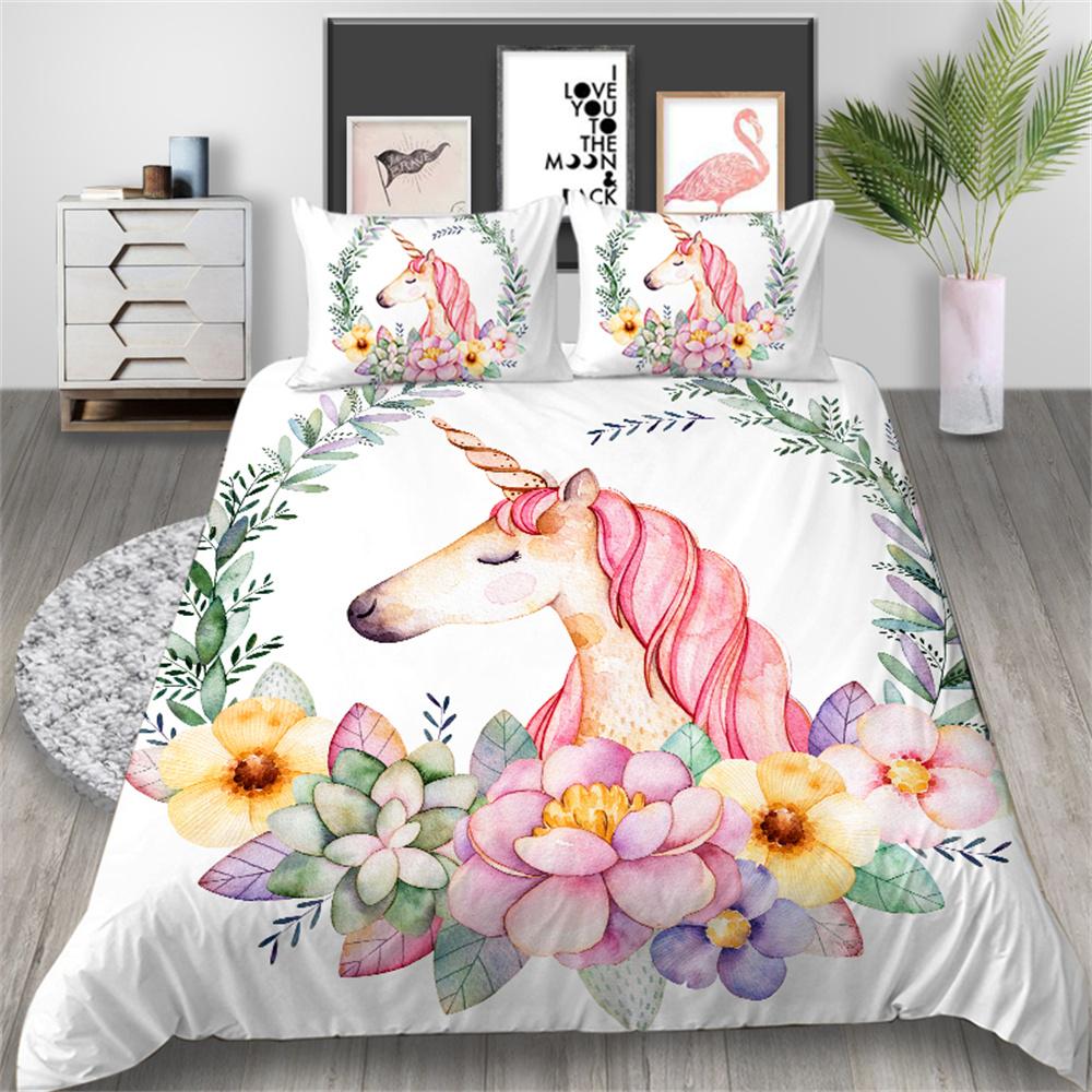 

Постельное белье, костюм с принтом единорога, Лидер продаж, пододеяльник, домашний текстиль, комплект пододеяльников одного размера для детей-подростков EU Single 135x200cm