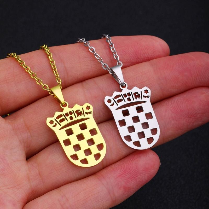 Croatia Map Pendant Necklace Fashionable Croatian Flag Neckchains Adjustable Ethnic Collarbone Chains Couple Jewelry