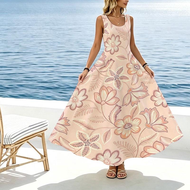 Women's Sleeveless Maxi Dress Flowy Lightweight,Elegant Stylish,Perfect for Beach Vacation,Photoshoots,Spring Fall Layering