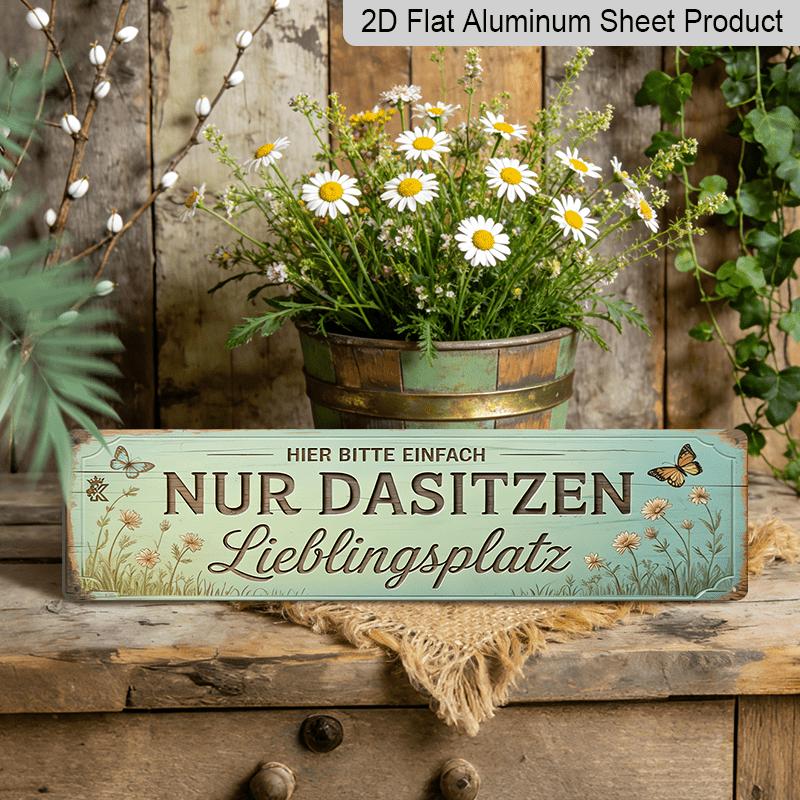 2D Flat Retro Aluminum Sign 15.7×3.94", Favorite Seat Warm Wall Art for Home Garden Porch, Perfect Decor & Gift