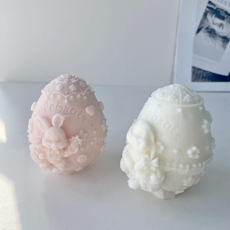 3D Easter Egg Bunny Silicone Candle Mold Decor Clay Resin Soap Mould Handmade Candle Making Fondant Cake Baking Decor