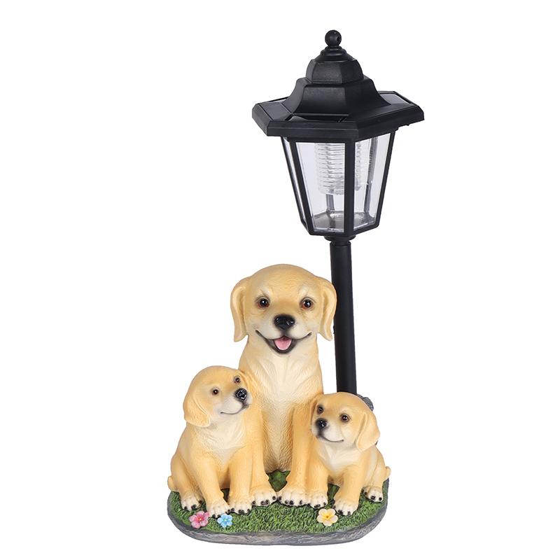 Solar Hexagonal Light with Dog Lying On Mailbox Sculpture Home Garden, Courtyard, Pathway, and Entrance Decorative Light Fixture