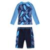 2Pcs Strand Schwimmen Bade Cartoon Shark Fisch Wellen Floral Print Bademode Lange Ärmel Tops Mit Shorts