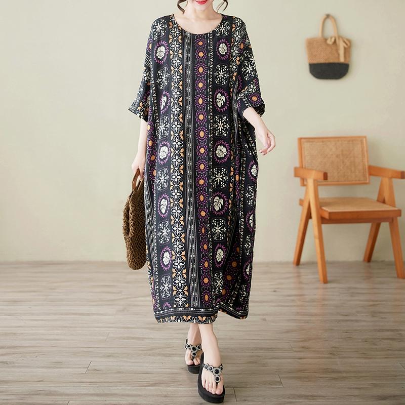 Dimanaf 2025 Rochie De Vară Dimensiune Plus Femei Nou Vintage Imprimare Boemă Rochie Lungă Casual Rochie Lejeră Maxi