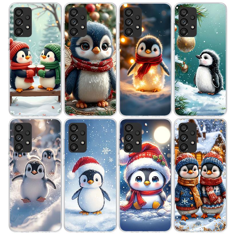Christmas Penguin Phone Case For Samsung Galaxy A52 A51 A50S A32 A22 A12 A02S A72 A71 A31 A70 A30S Note 20 Ultra 10 Plus S10 Gal