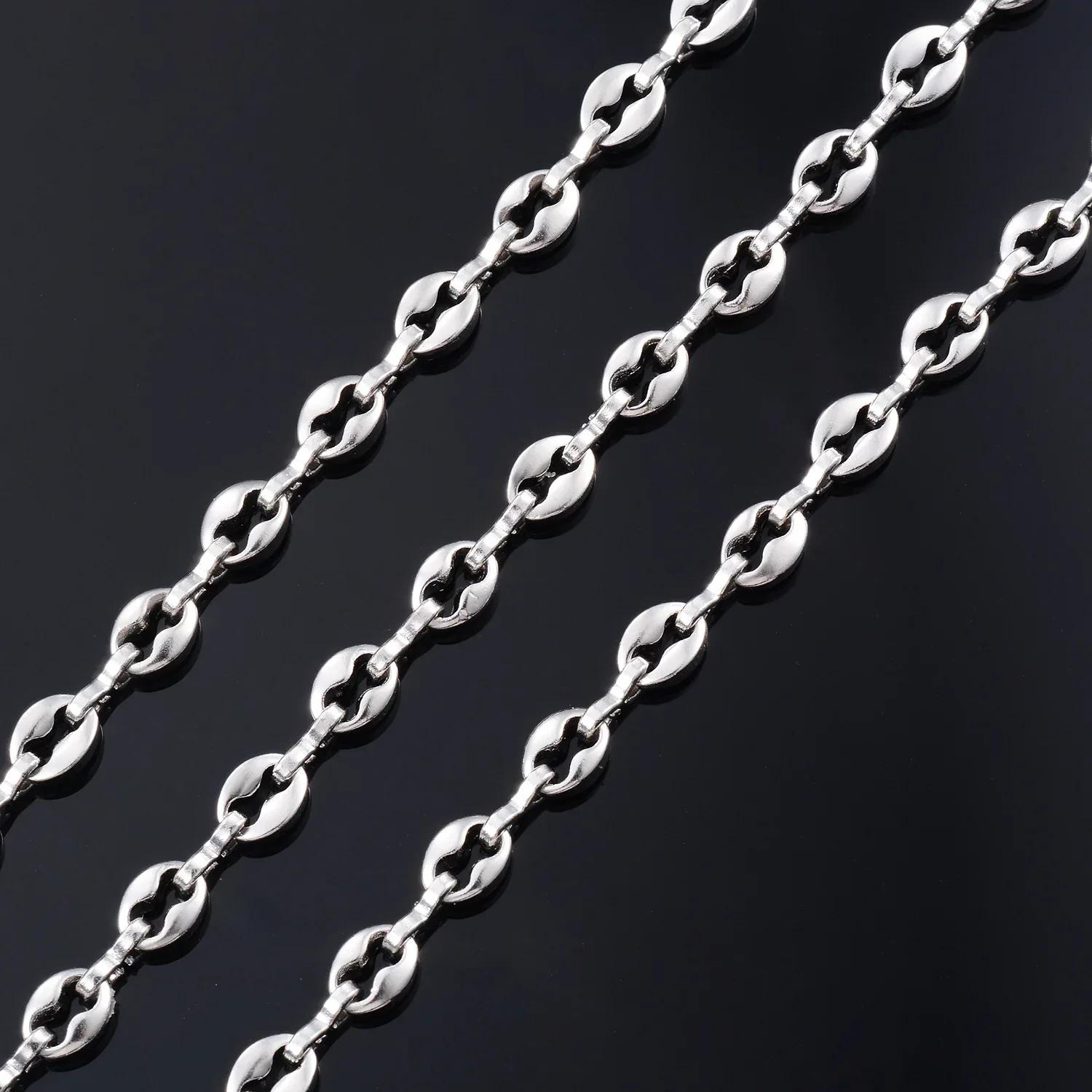 

Trending Pig Nose Stainless Steel Necklace Coffee Bean Chains Unisex Classic Style Bracelets Jewelry 75CM (30INCH)