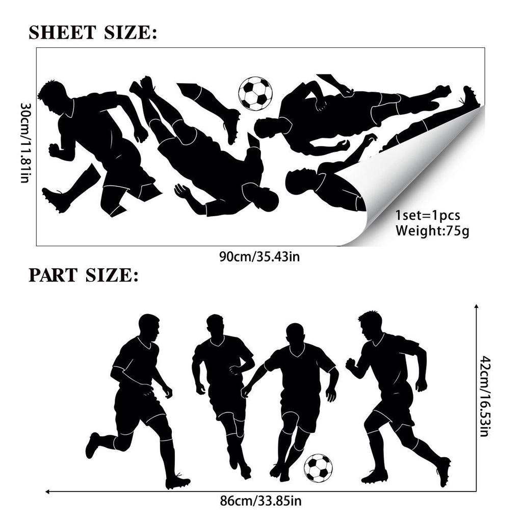 World Cup Football Player Silhouette Electrostatic Window Stickers for Event Decor