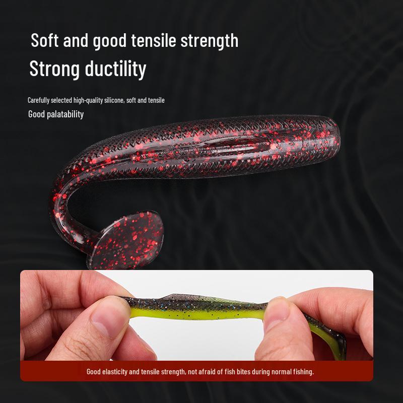 Schwimmender T-förmiger Weichköder: Schwarzer Bionic-Köder für Barsch, Mandarinfisch und Wurzelfisch