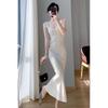 Women's V-Neck French Sling Dress - Summer 2025 Knit Mid-Length, Sleeveless, Hip-Hugging Design