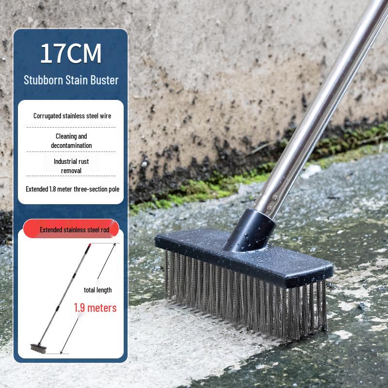 Long-Handled Steel Wire Brush: Floor Scrubber & Rust Remover