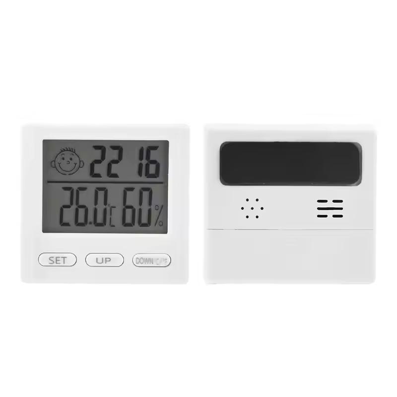 Digital Temperature Humidity Table Clock Automatic Monitoring Large LCD Screen Multifunction Electronic Desk Clock White
