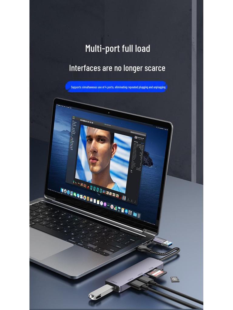 Five-in-One USB 3.0 Docking Station & Card Reader for Laptops, Tablets, Phones - Multifunctional Hub Expander