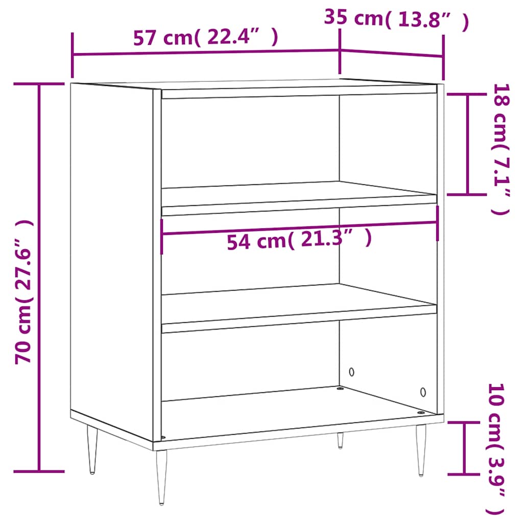 Sideboard Black 57x35x70 cm Wood Based Material