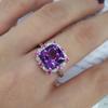 SACE GEMS 925 Sterling Silver 9*9MM Natual Amethyst Rings for Women Engagement Cocktail Party Fine Jewelry Gift