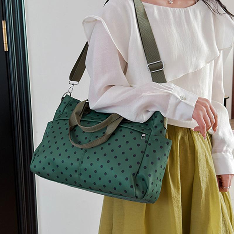 Polka Dot Large Capacity Travel Tote Bag Multi-color Lightweight Nylon Shoulder Handbag Casual Crossbody Bag Daily Commute Bag