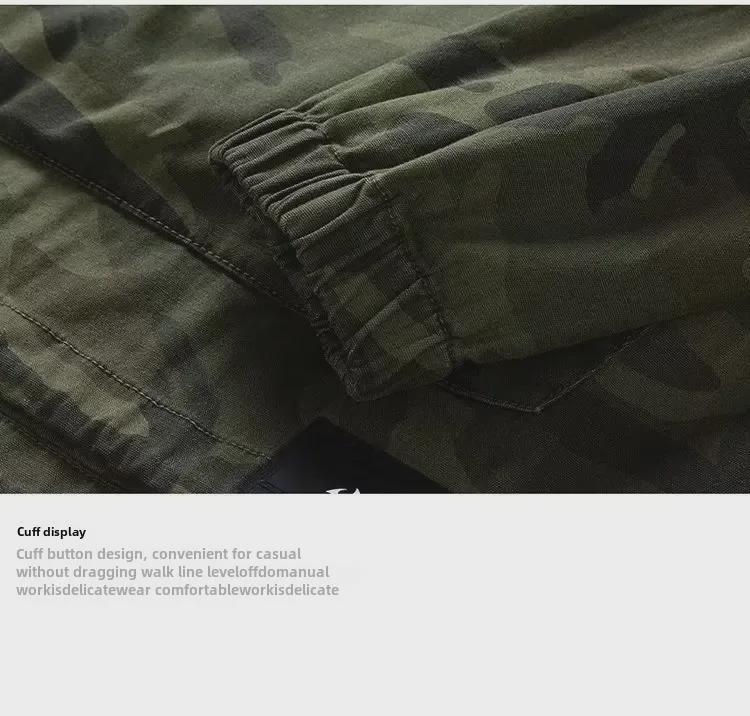 Retro American Camouflage Hooded Jacket: Autumn & Winter Outdoor Workwear with Half Zipper