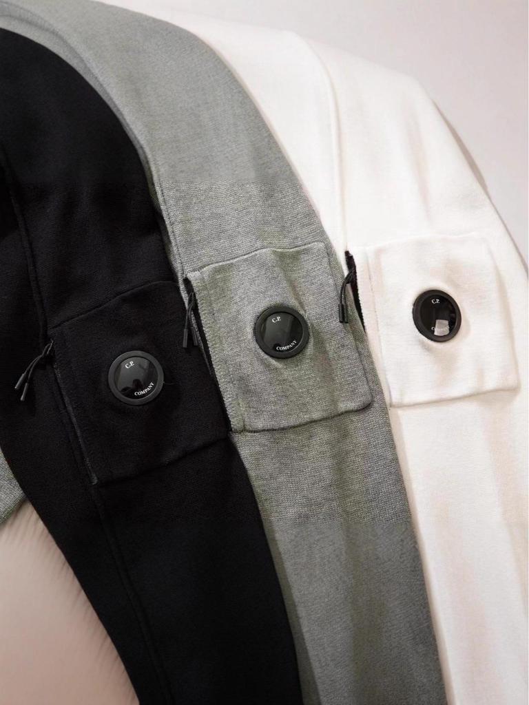 CP COMPANY A/W Styl dla Par Z mikrosoczewkami Okrągły dekolt Jednolity kolor Półzamek Dzianina