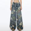 Ladies' Retro Loose  Floral Print Jeans
