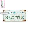 Vintage City Coordinate Year Animal Multilingual Text Metal License Plate Sign Retro D Flat Printed Tin Plaque Wall Decor for
