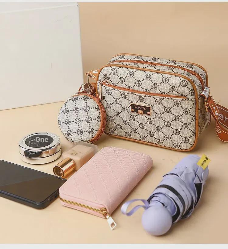 Women's Contrast Color Print Backpack & Crossbody Bag Set