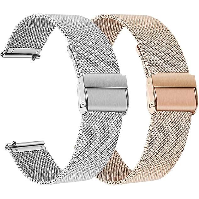 

FitTurn Совместимый с BHNYBWUL L70/QONBINK L70/Ganopterygon L70/Jacoosa L70 Ремешок для часов, Запасной ремешок из нержавеющей стали, Регулируемый металлический Silver+Rose Gold