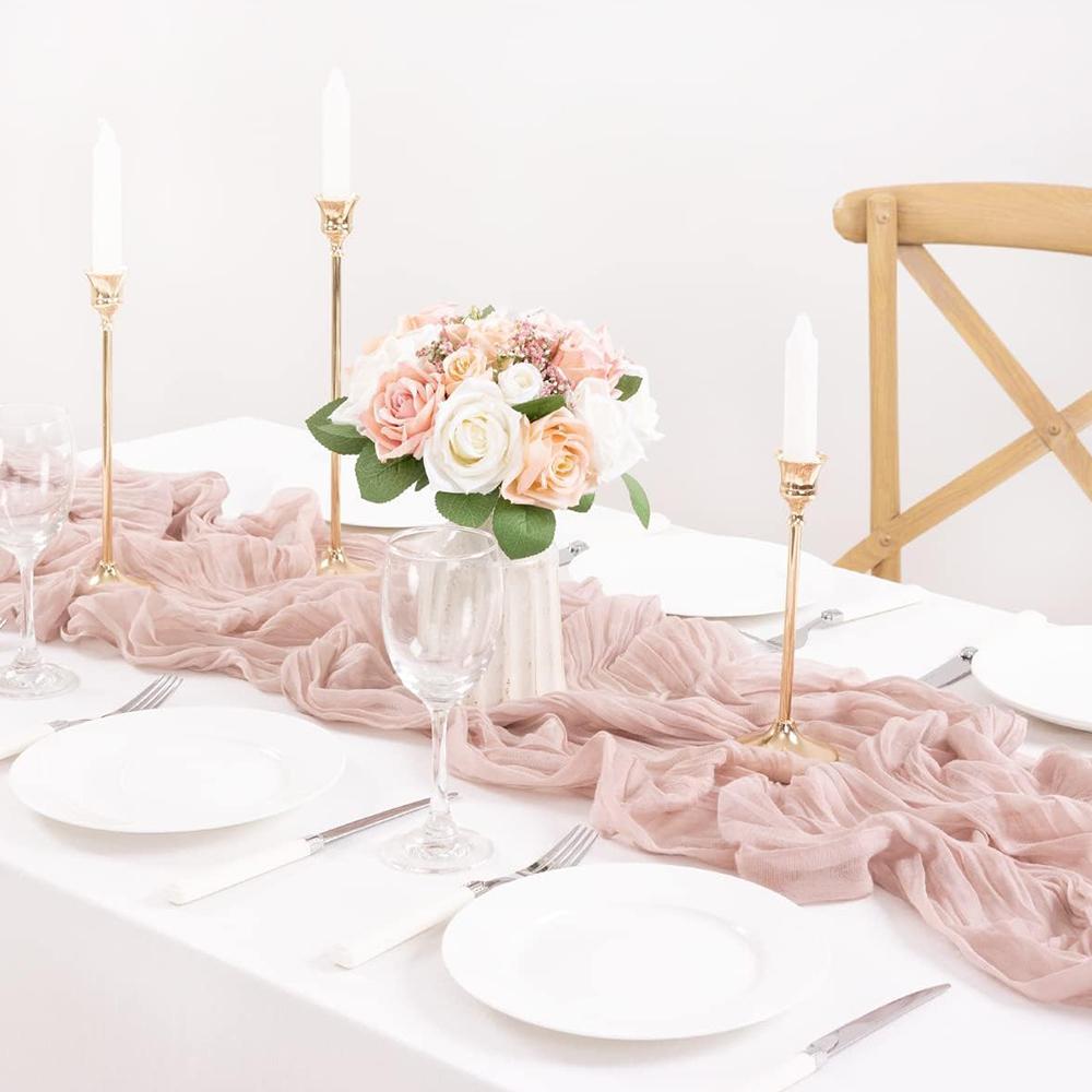 1/5PCS Gauze Cheese Table Runner Boho Rustic Farmhouse 40x270cm for Wedding Party Baby Shower Birthday Home Decor Holiday Decora