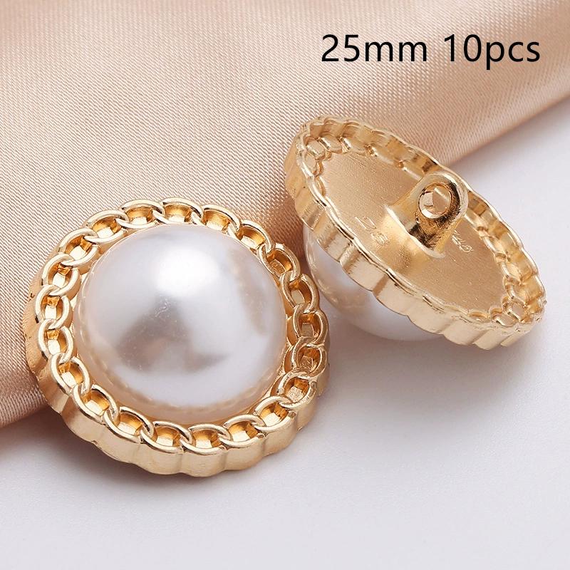 10Pcs 18/20/25Mm Flower Pearl Rhinestones Plastic Shank Buttons For Women Garment Jacket Sweater Handmade Sewing Accessories